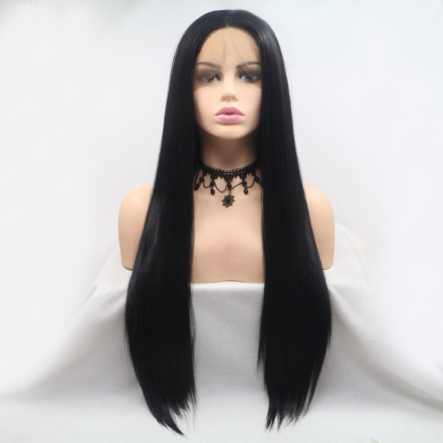 13*3’ Lace Front Wigs Synthetic Long Straight 24’ 130% Density Black / One Size Apparel and Accessories