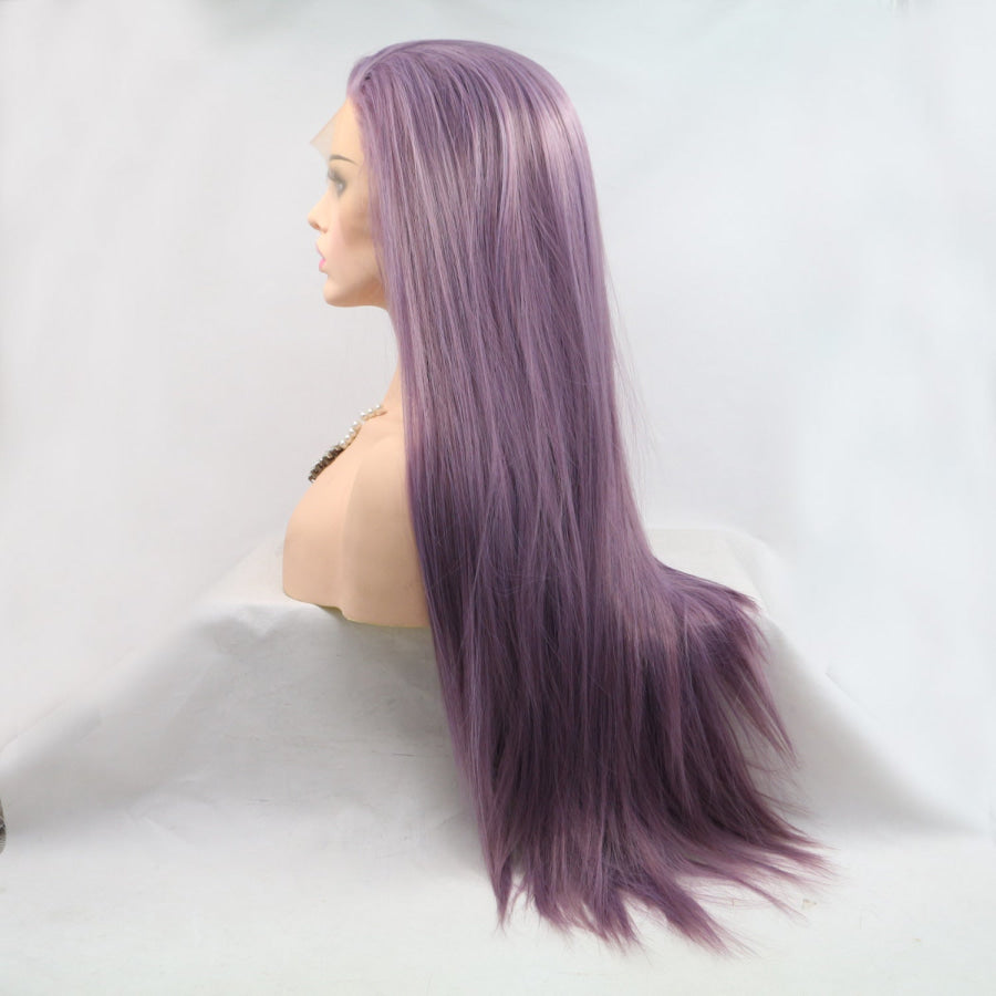 13*3’ Lace Front Wigs Synthetic Long Straight 24’ 130% Density Purple / One Size Apparel and Accessories