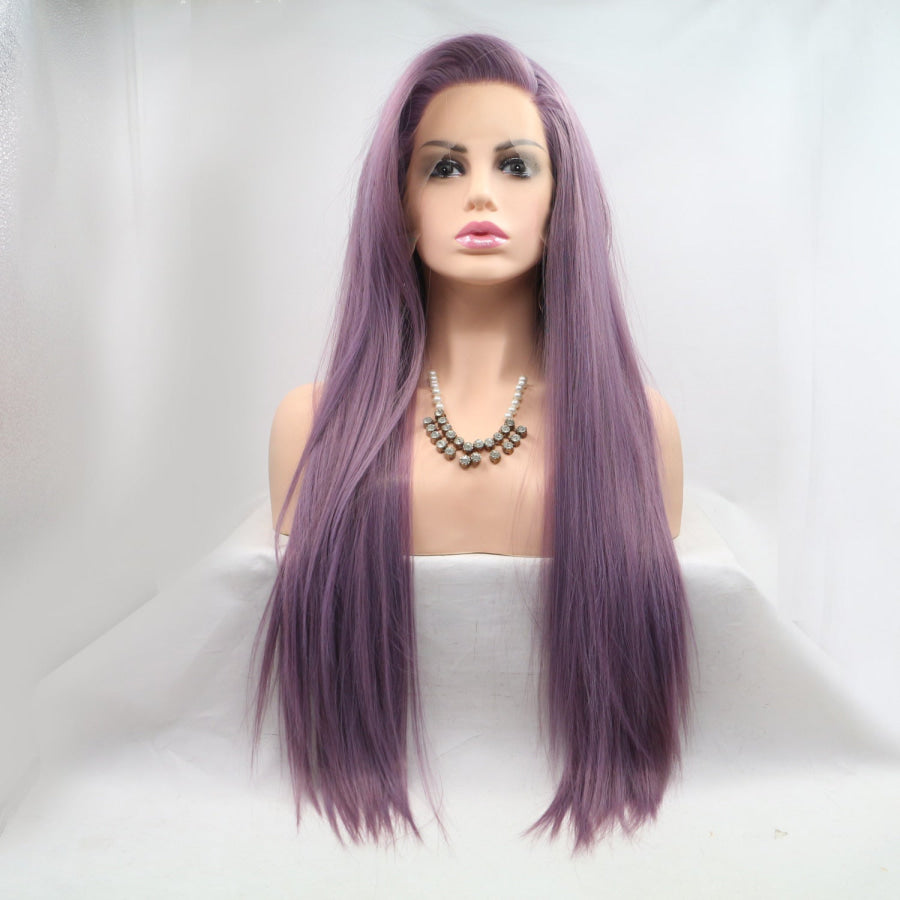 13*3’ Lace Front Wigs Synthetic Long Straight 24’ 130% Density Purple / One Size Apparel and Accessories