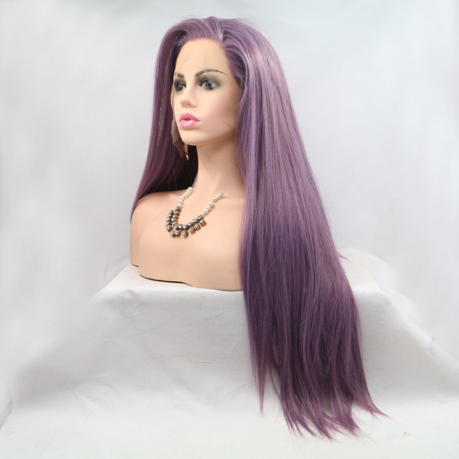 13*3’ Lace Front Wigs Synthetic Long Straight 24’ 130% Density Purple / One Size Apparel and Accessories