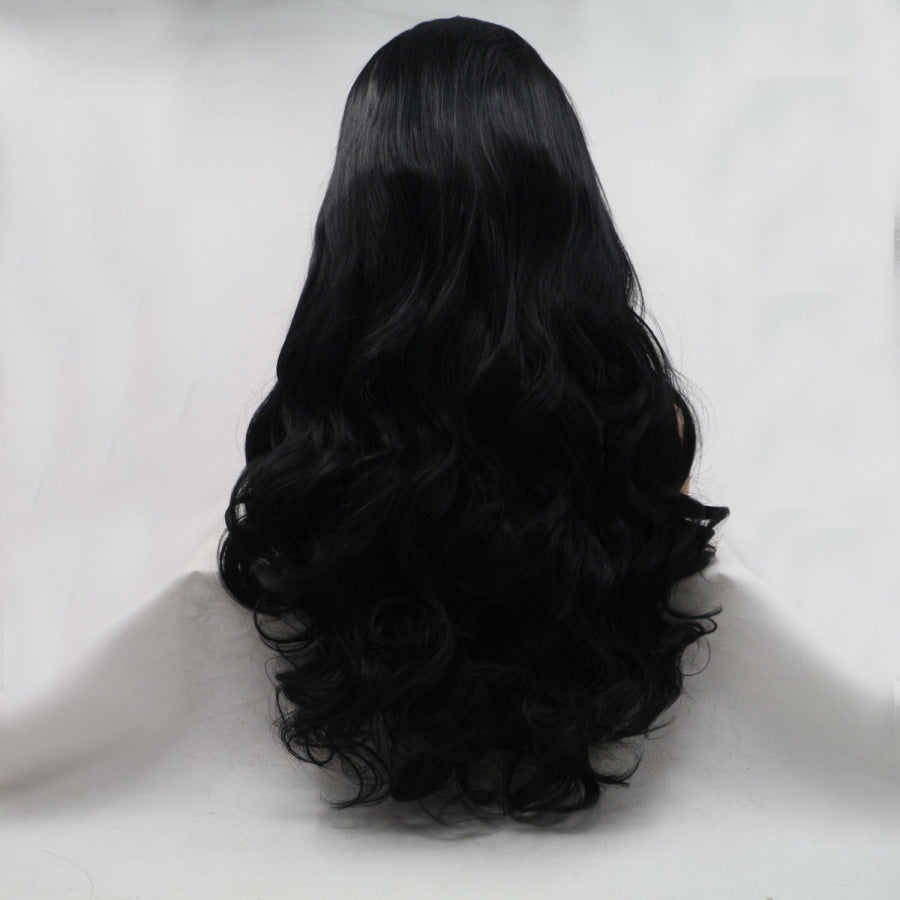 13*3’ Lace Front Wigs Synthetic Long Wavy 24’ 130% Density Black / One Size Apparel and Accessories