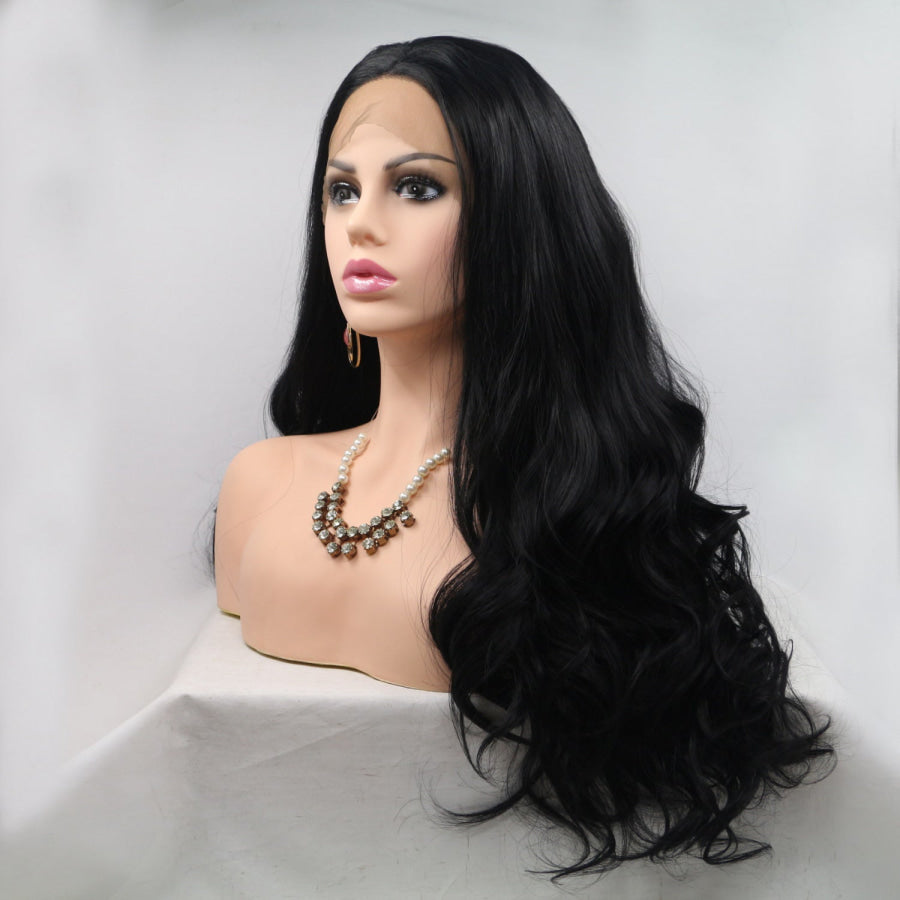 13*3’ Lace Front Wigs Synthetic Long Wavy 24’ 130% Density Black / One Size Apparel and Accessories