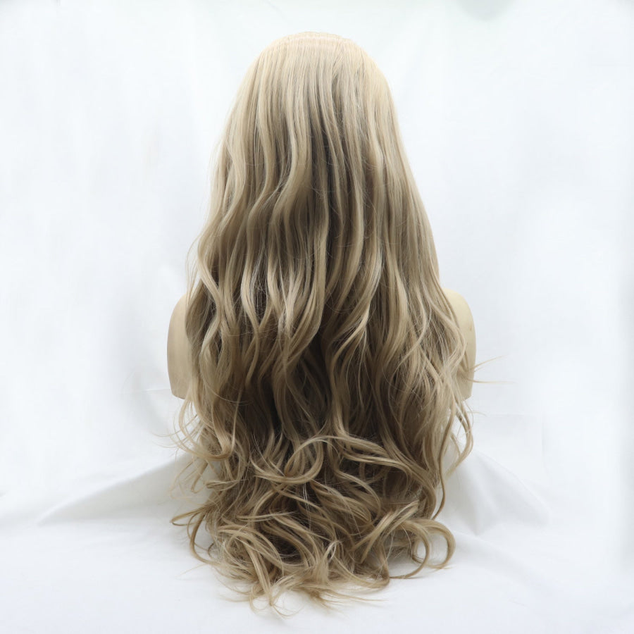 13*3’ Lace Front Wigs Synthetic Long Wavy 24’ 130% Density Icy blonde / One Size Apparel and Accessories