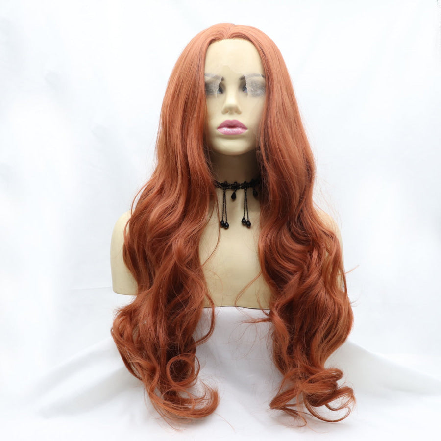 13*3’ Lace Front Wigs Synthetic Long Wavy 24’ 130% Density Orange / One Size Apparel and Accessories