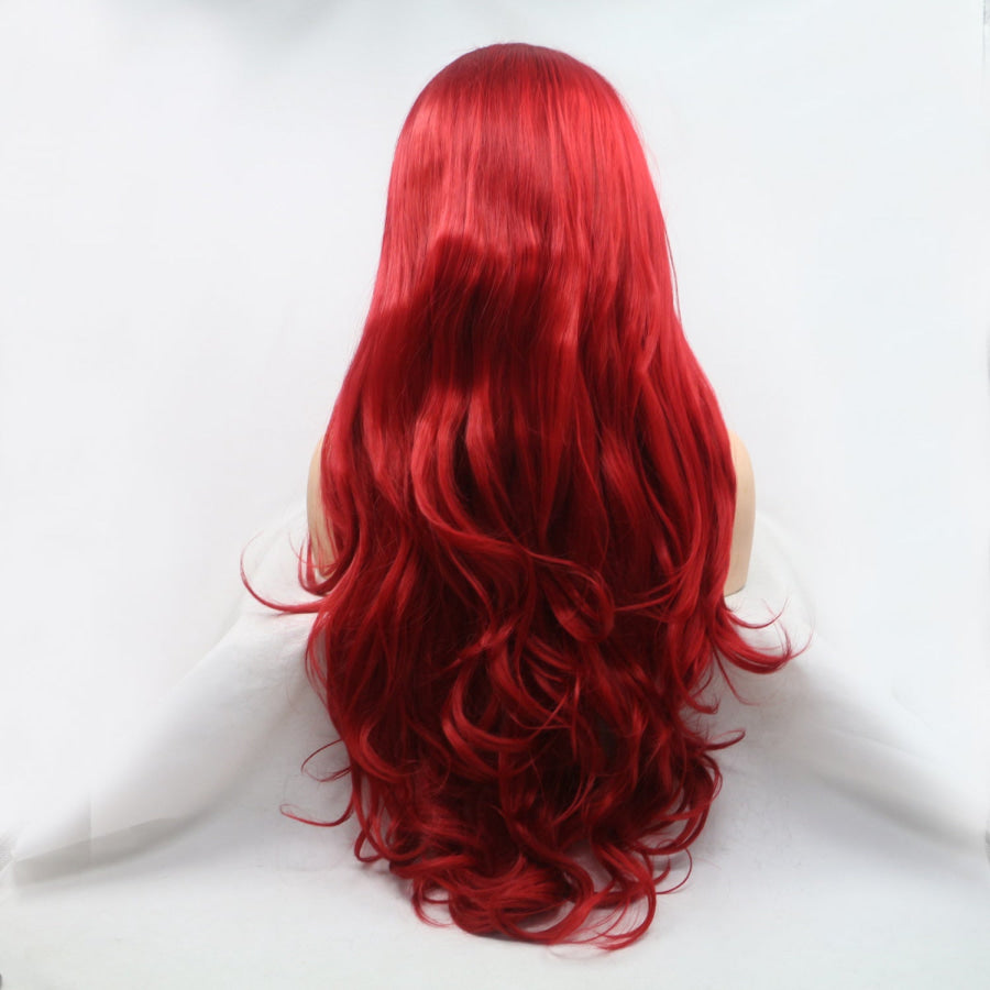 13*3’ Lace Front Wigs Synthetic Long Wavy 24’ 130% Density Red / One Size Apparel and Accessories