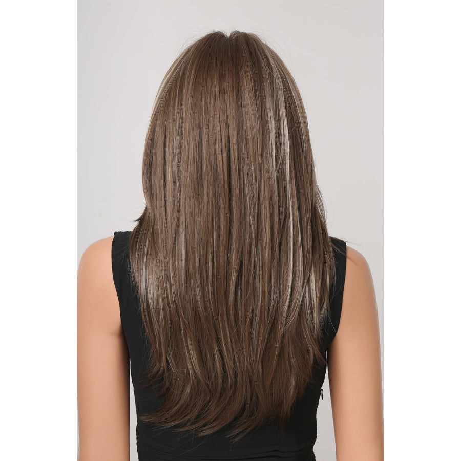 13*1 Full-Machine Wigs Synthetic Long Straight 22 Brown/Blonde Highlights / One Size