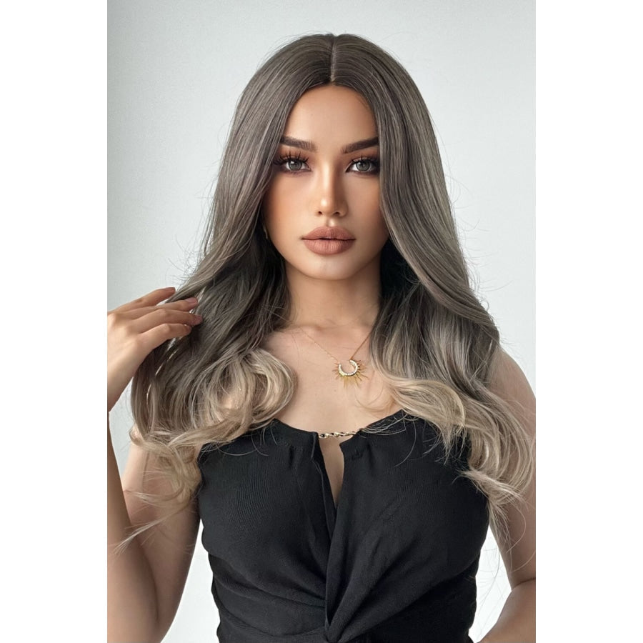 13*1 Full-Machine Wigs Synthetic Long Straight 24 Ash Brown/Blonde Ombre / One Size