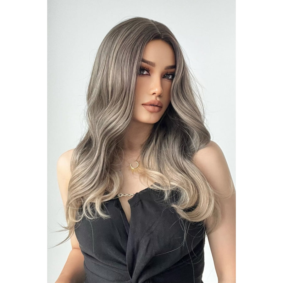 13*1 Full-Machine Wigs Synthetic Long Straight 24 Ash Brown/Blonde Ombre / One Size