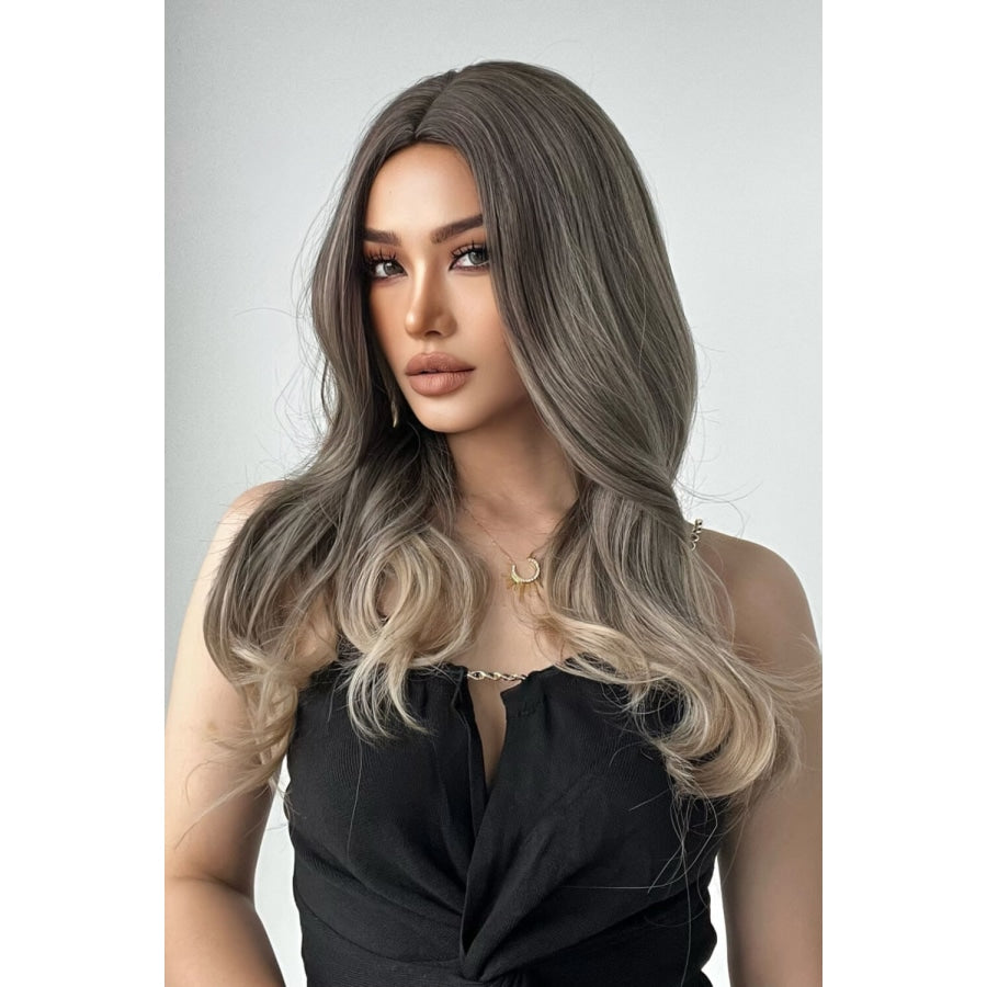 13*1 Full-Machine Wigs Synthetic Long Straight 24 Ash Brown/Blonde Ombre / One Size