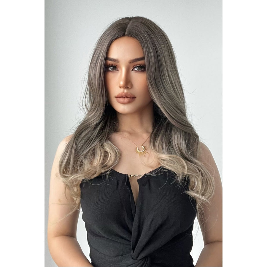 13*1 Full-Machine Wigs Synthetic Long Straight 24 Ash Brown/Blonde Ombre / One Size