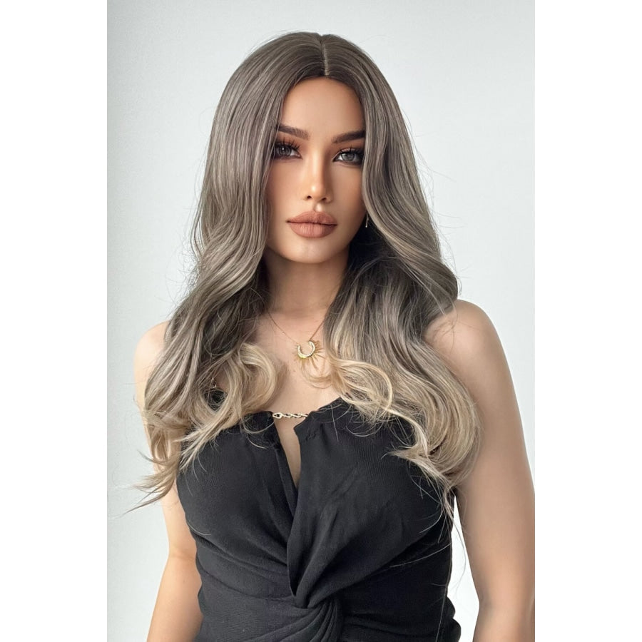 13*1 Full-Machine Wigs Synthetic Long Straight 24 Ash Brown/Blonde Ombre / One Size