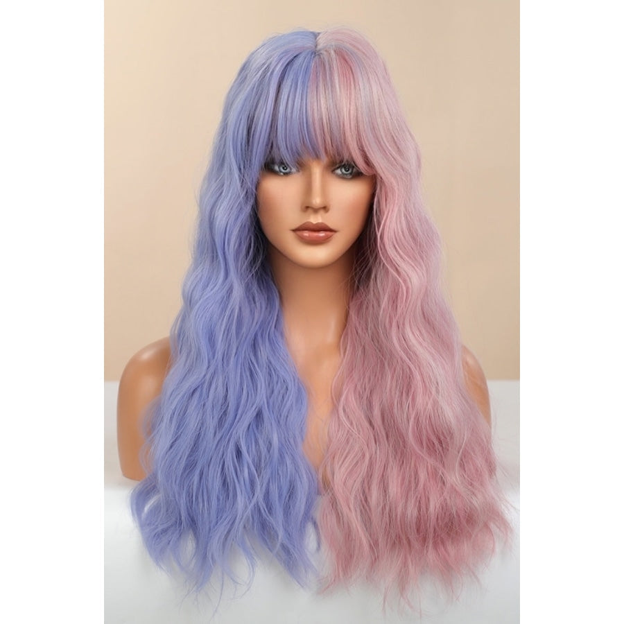 13*1 Full-Machine Wigs Synthetic Long Wave 26 in Blue/Pink Split Dye Blue/Pink Split Dye / One Size