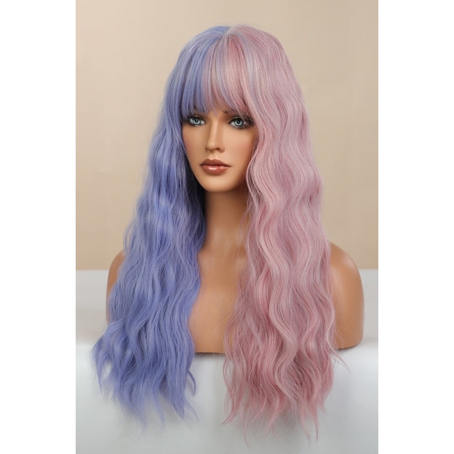 13*1 Full-Machine Wigs Synthetic Long Wave 26 in Blue/Pink Split Dye Blue/Pink Split Dye / One Size