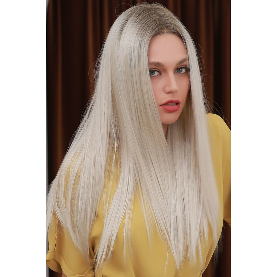 13*2 Lace Front Wigs Synthetic Long Straight 26 Heat Safe 150% Density Blonde/Ash Brown Root / One Size