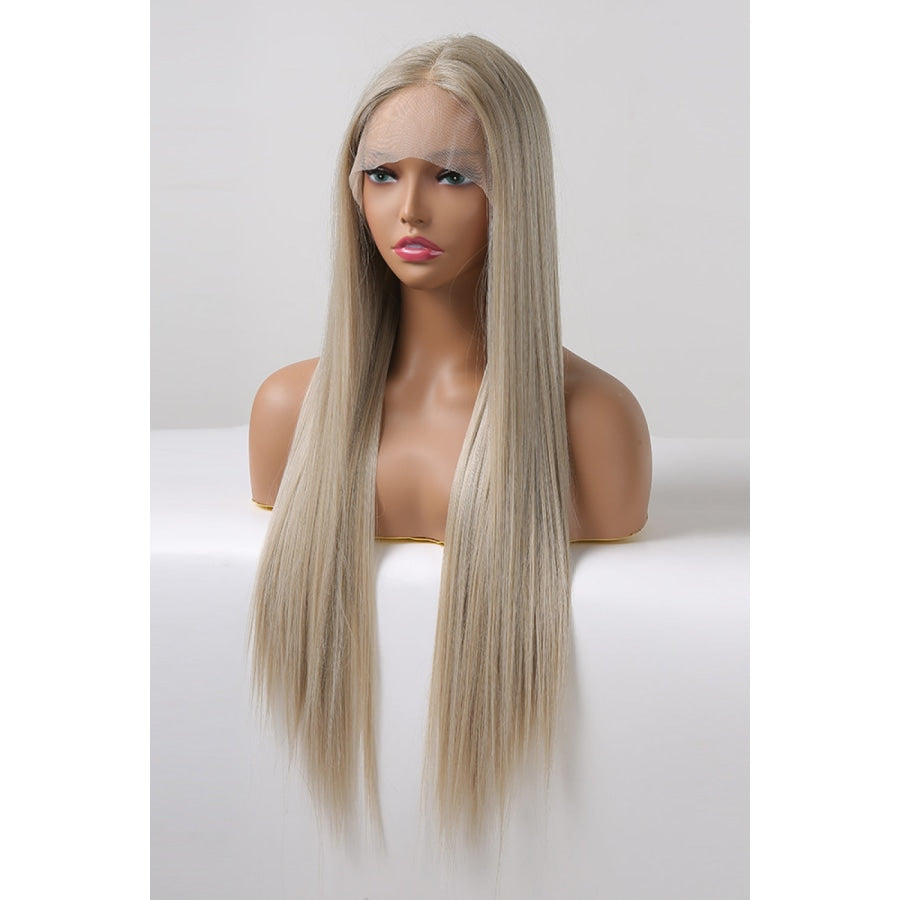 13*2 Lace Front Wigs Synthetic Long Straight 27 150% Density Blonde/Ash Brown Root / One Size