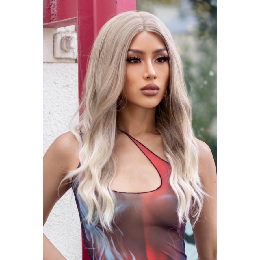 13*2 Lace Front Wigs Synthetic Long Wave 24 150% Density in Medium Blonde Highlights Medium Blonde Highlights / One Size