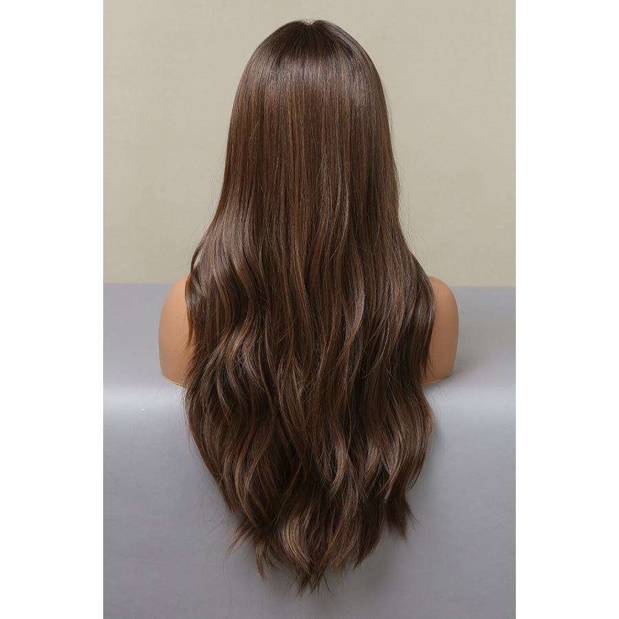 13*2 Lace Front Wigs Synthetic Long Wave 26 Heat Safe 150% Density Brown Balayage / One Size