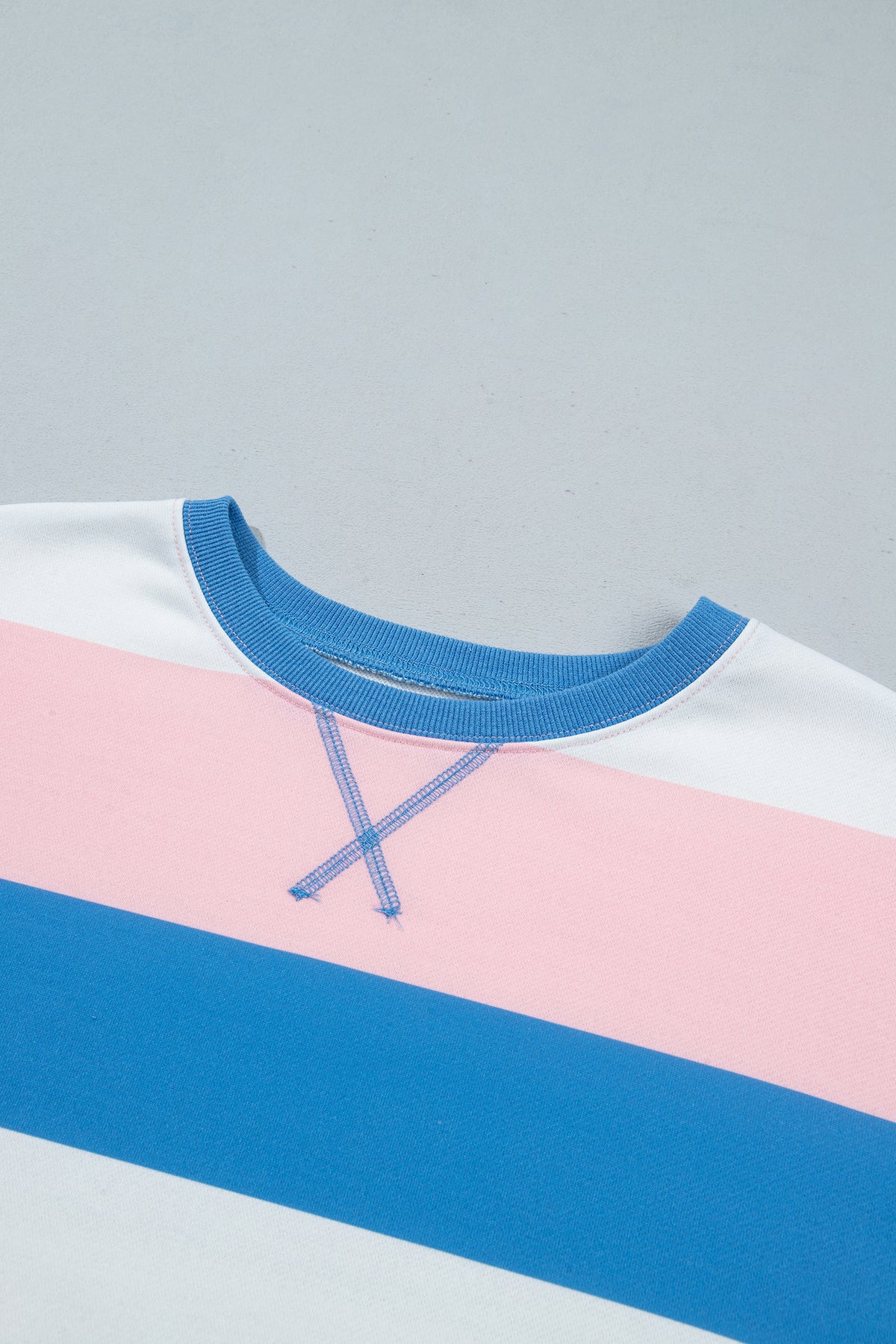 Pink Stripe Side Split Oversized Long Sleeve Top