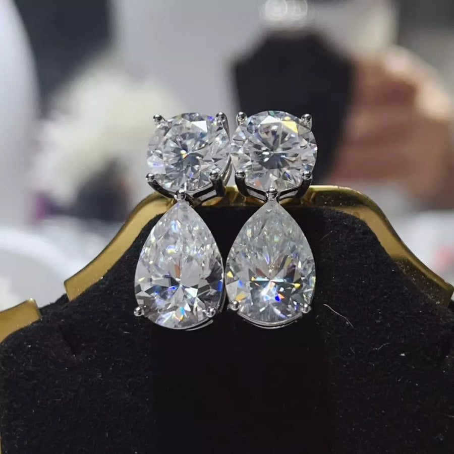 16 Carat Moissanite 925 Sterling Silver Earrings Silver / One Size Apparel and Accessories