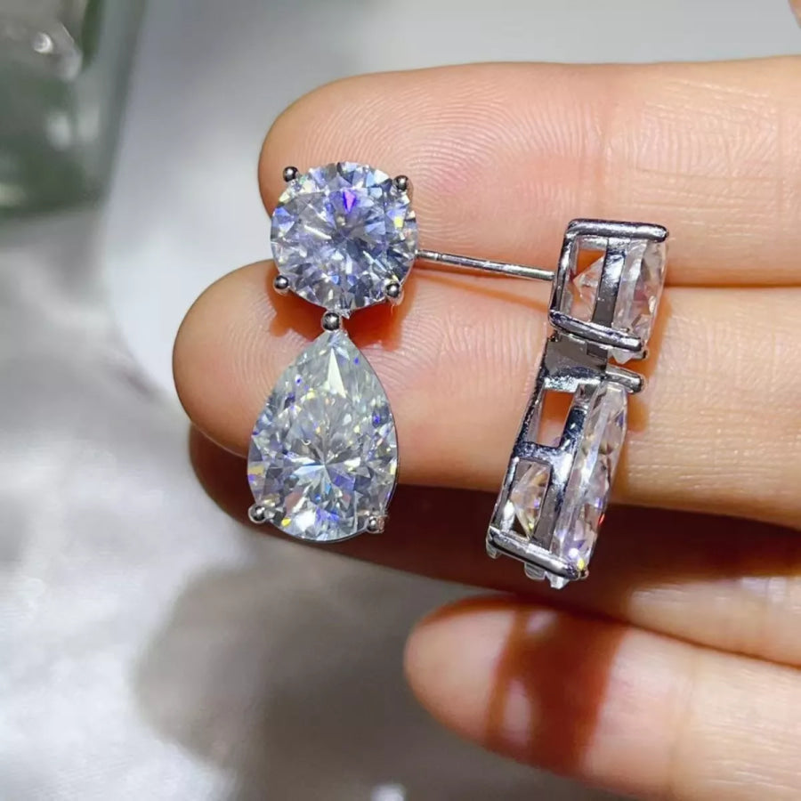 16 Carat Moissanite 925 Sterling Silver Earrings Silver / One Size Apparel and Accessories