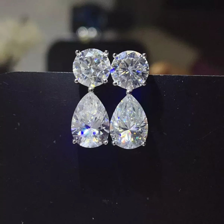 16 Carat Moissanite 925 Sterling Silver Earrings Silver / One Size Apparel and Accessories