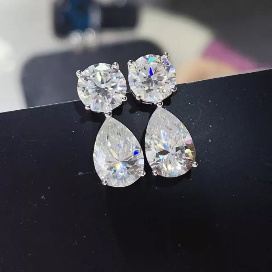 16 Carat Moissanite 925 Sterling Silver Earrings Silver / One Size Apparel and Accessories