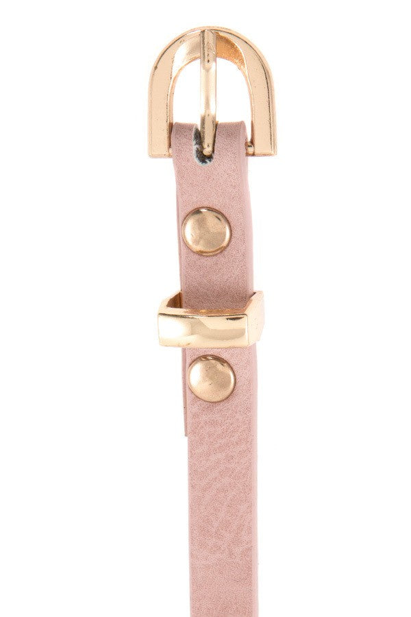 Thin Faux Leather Gold D-Ring Buckle Belts - Assorted Colours