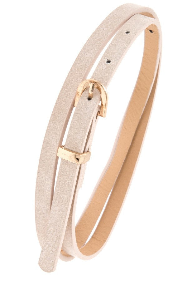 Thin Faux Leather Gold D-Ring Buckle Belts - Assorted Colours