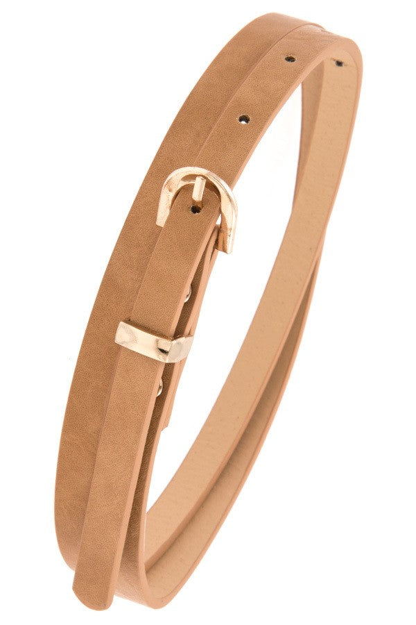 Thin Faux Leather Gold D-Ring Buckle Belts - Assorted Colours