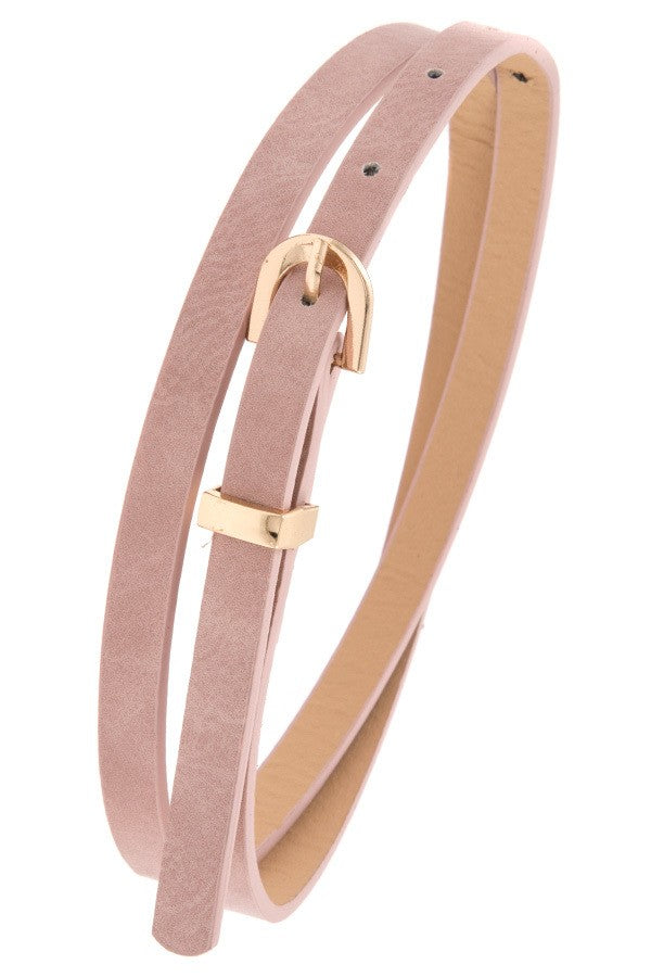 Thin Faux Leather Gold D-Ring Buckle Belts - Assorted Colours