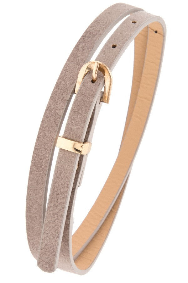 Thin Faux Leather Gold D-Ring Buckle Belts - Assorted Colours