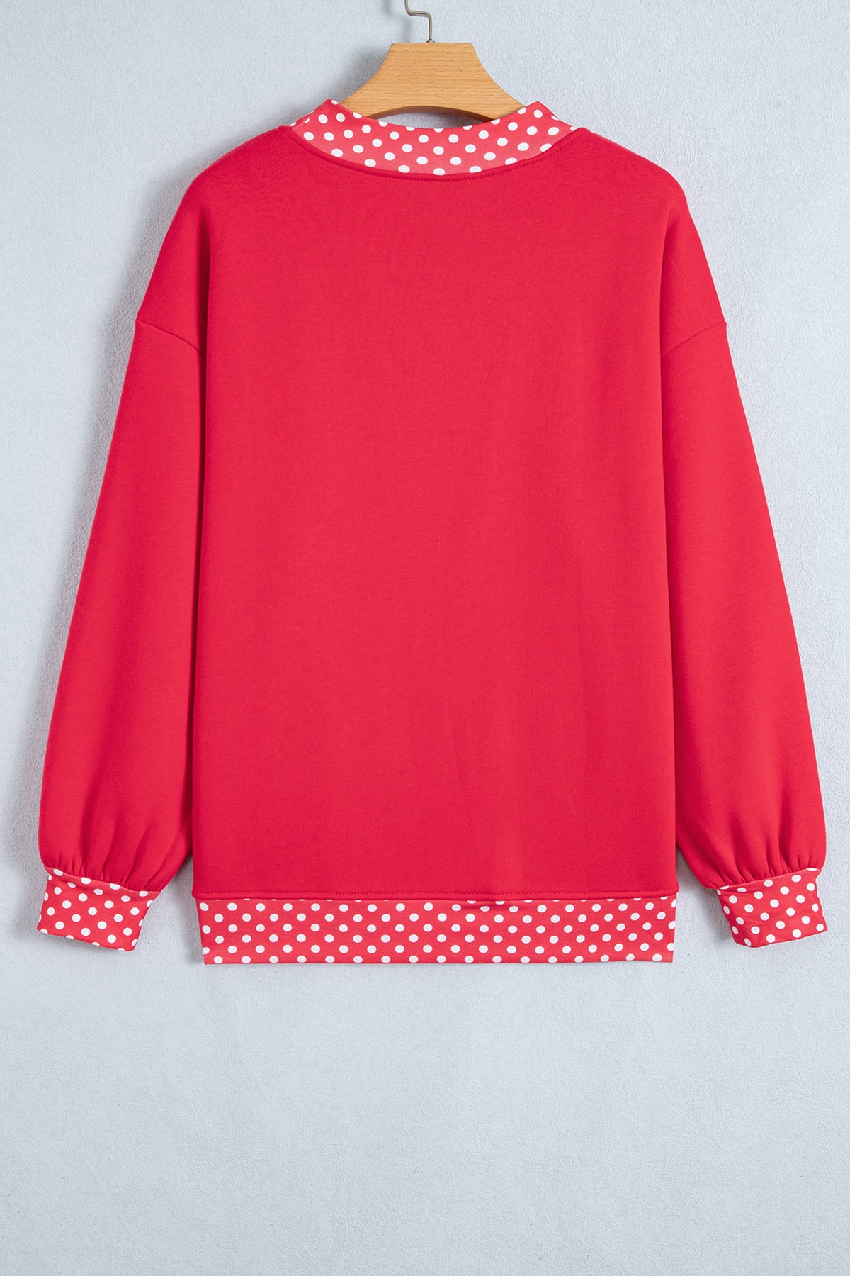 Brown Colorblock Polka Dot Contrast Trim Oversized Sweatshirt
