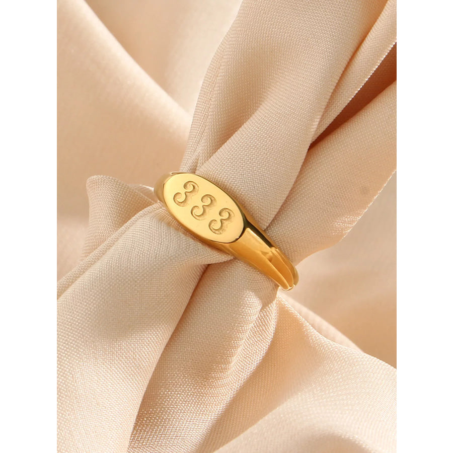 18K Gold-Plated 333 Number Signet Ring Gold / 6 Apparel and Accessories