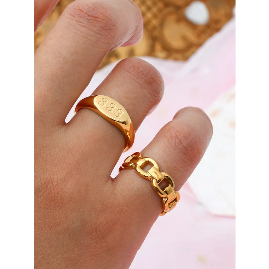 18K Gold-Plated 333 Number Signet Ring Apparel and Accessories