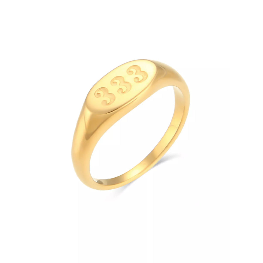 18K Gold-Plated 333 Number Signet Ring Apparel and Accessories