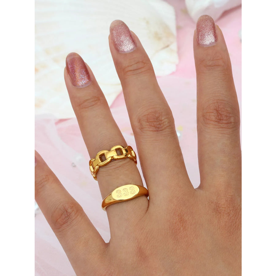 18K Gold-Plated 333 Number Signet Ring Apparel and Accessories