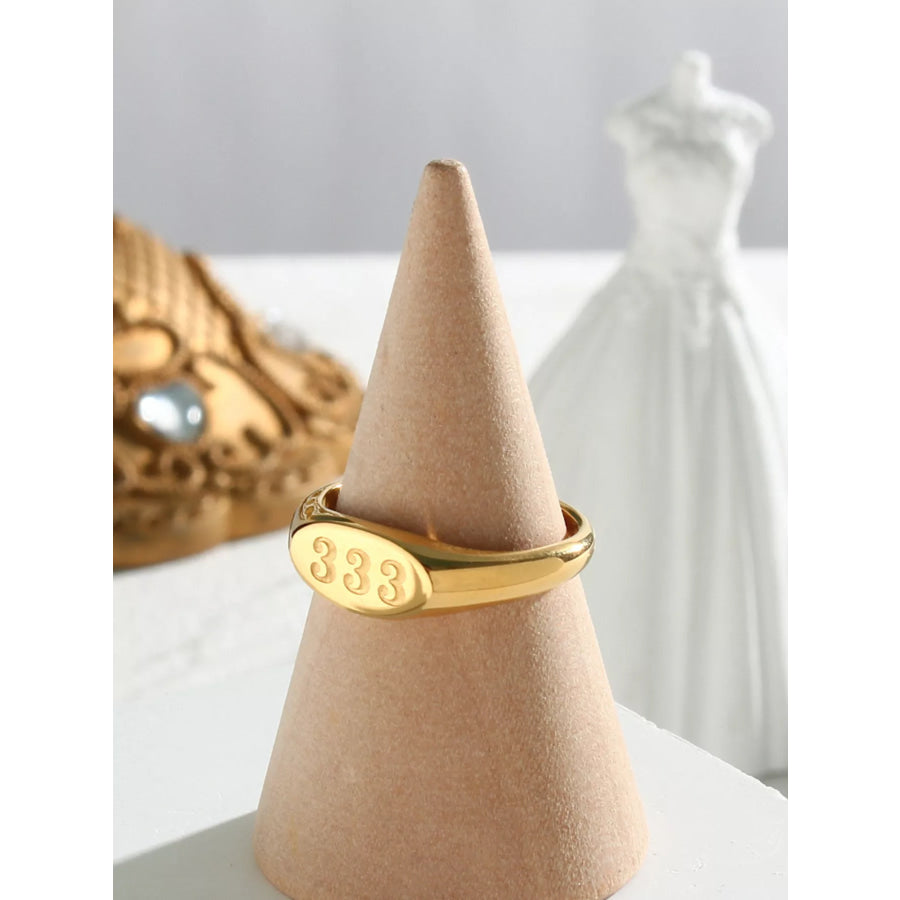 18K Gold-Plated 333 Number Signet Ring Apparel and Accessories