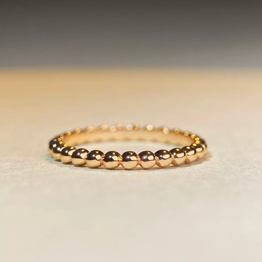 18K Gold-Plated 925 Sterling Silver Bead Ring Gold / 5 Apparel and Accessories