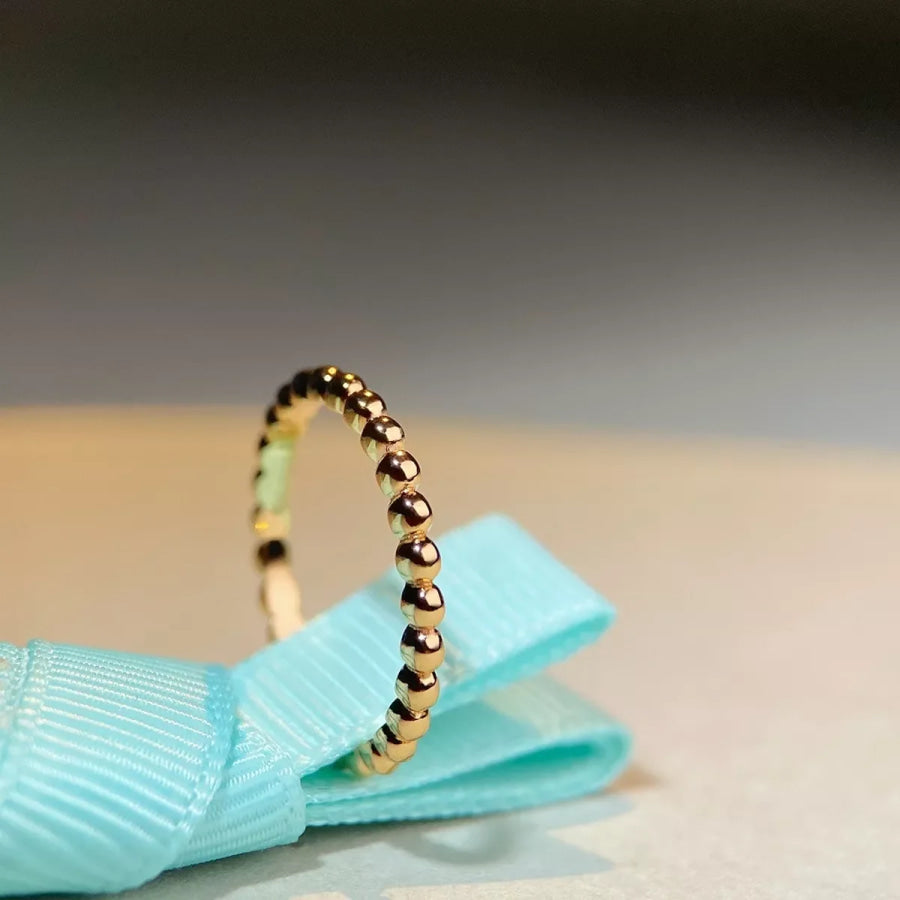 18K Gold-Plated 925 Sterling Silver Bead Ring Apparel and Accessories