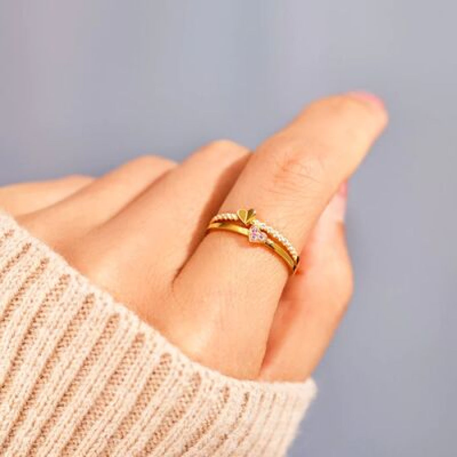 18K Gold - Plated 925 Sterling Silver Double - Layered Ring Apparel and Accessories