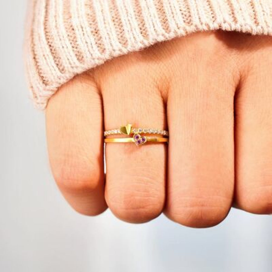 18K Gold - Plated 925 Sterling Silver Double - Layered Ring Gold / 6 Apparel and Accessories