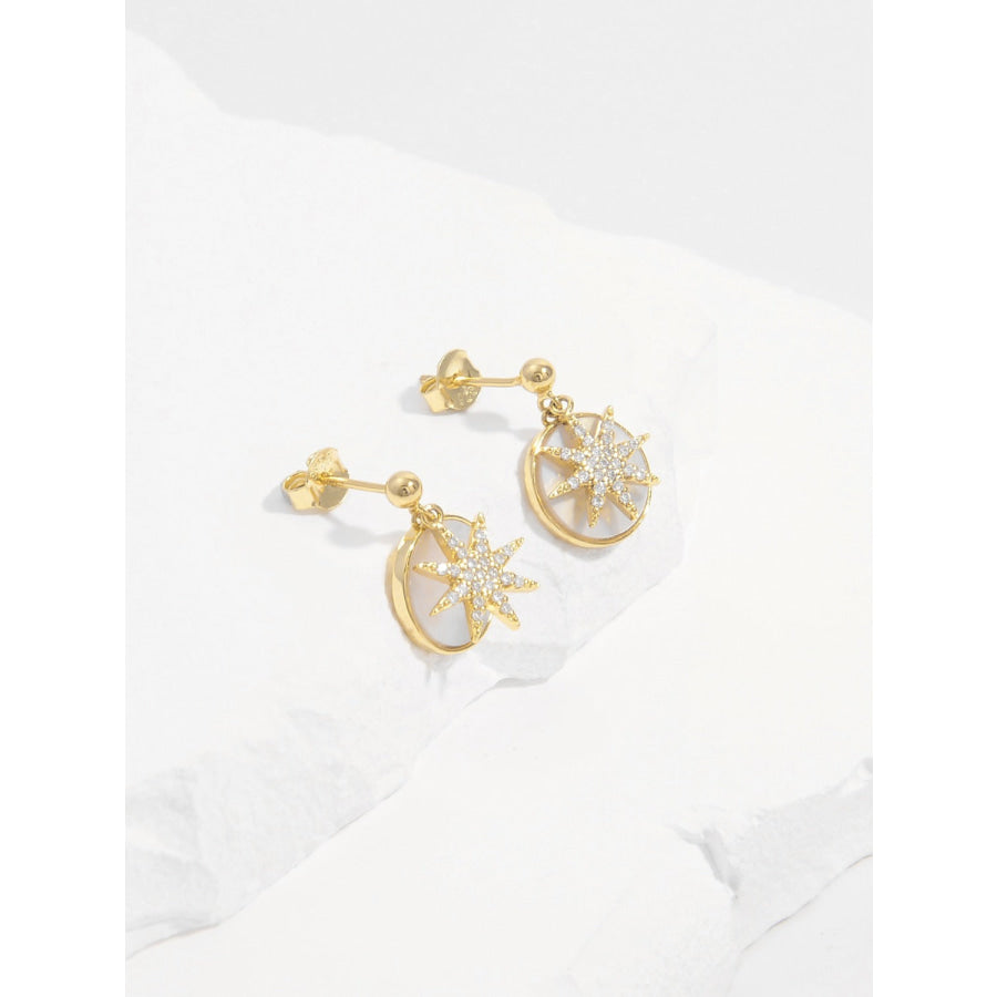 18K Gold-Plated 925 Sterling Silver Star Shape Earrings Gold / One Size Apparel and Accessories