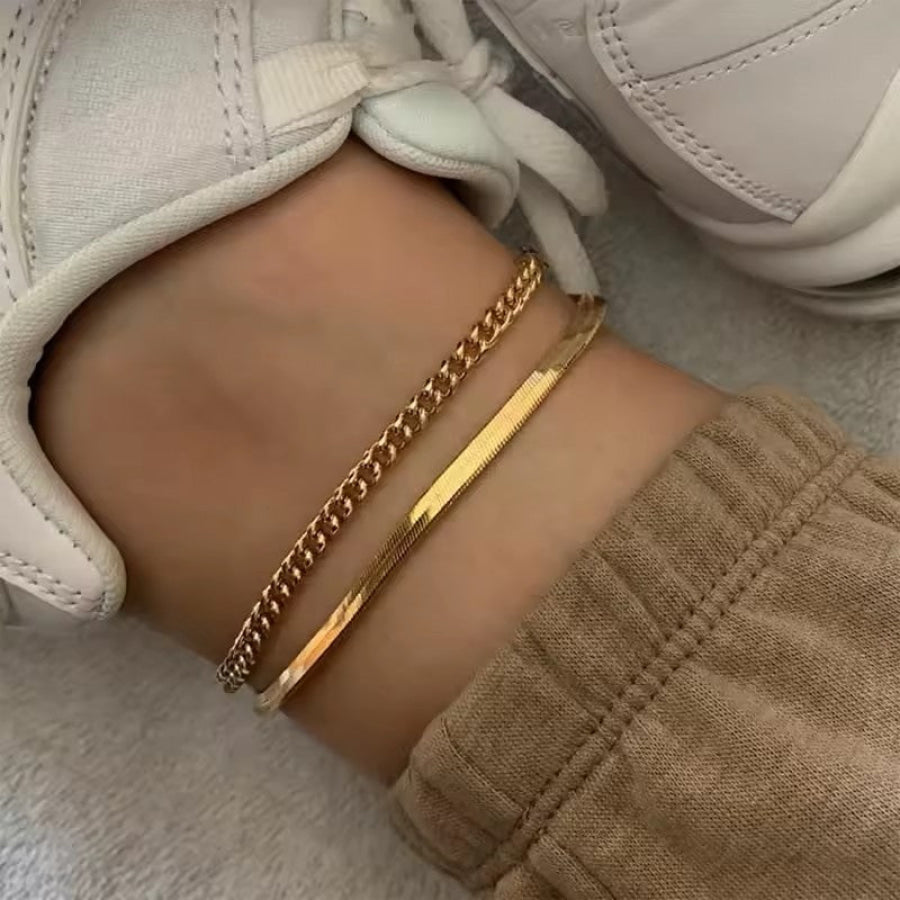 18K Gold-Plated Ankle Bracelet Gold / One Size Apparel and Accessories