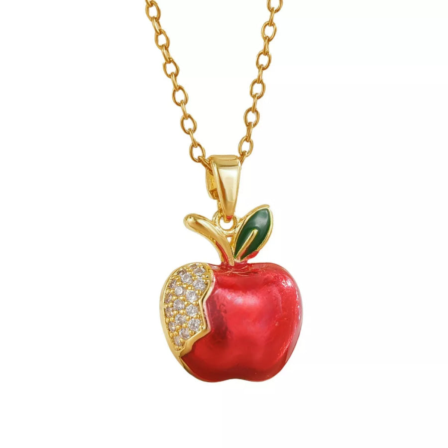 18K Gold-Plated Apple Necklace Red / ONESIZE Apparel and Accessories