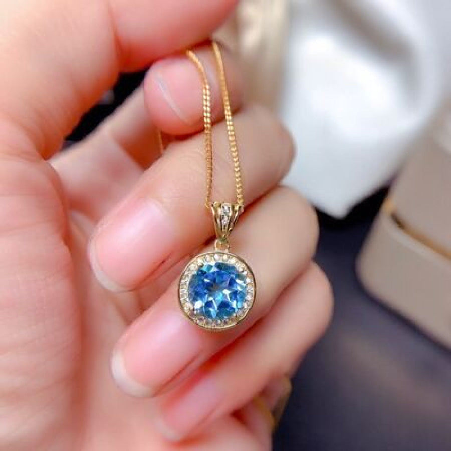 18K Gold - Plated Artificial Gemstone Pendant Necklace Gold / One Size Apparel and Accessories