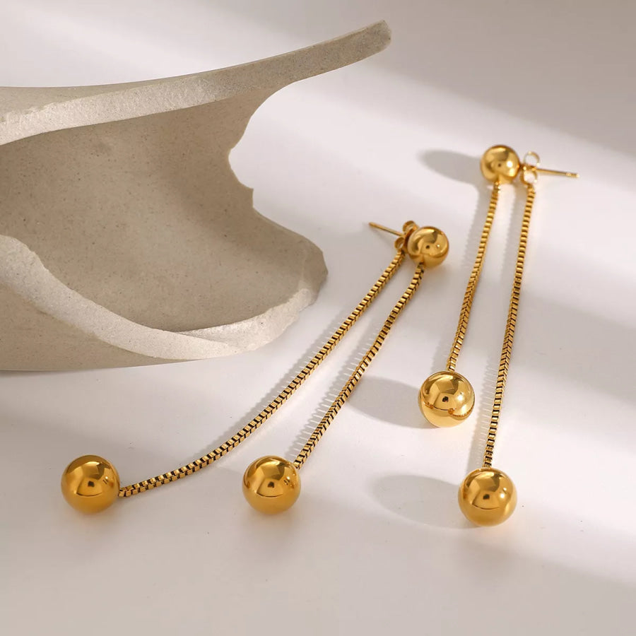 18K Gold-Plated Ball Drop Earrings Gold / One Size Apparel and Accessories