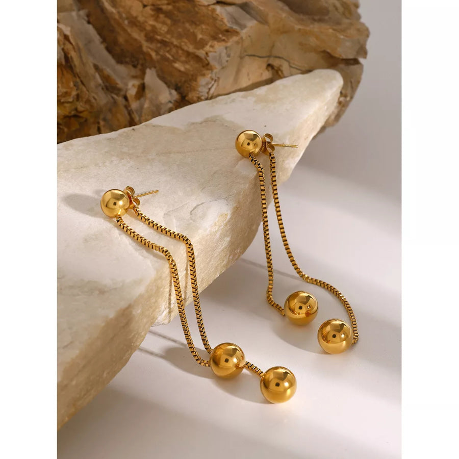 18K Gold-Plated Ball Drop Earrings Gold / One Size Apparel and Accessories