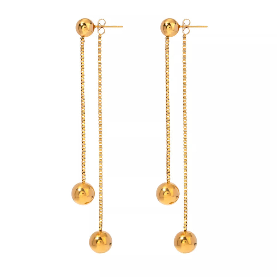 18K Gold-Plated Ball Drop Earrings Gold / One Size Apparel and Accessories