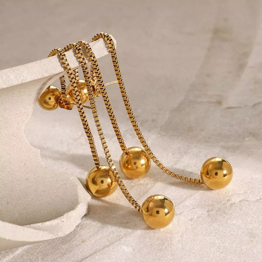 18K Gold-Plated Ball Drop Earrings Gold / One Size Apparel and Accessories