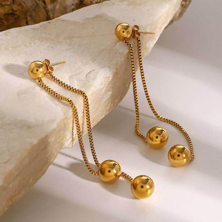 18K Gold-Plated Ball Drop Earrings Gold / One Size Apparel and Accessories